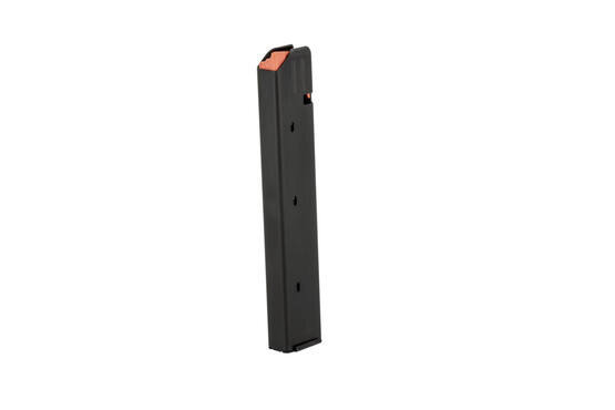 C Products Stainless Steel 32-round Colt style 9mm magazine with high visibility orange follower